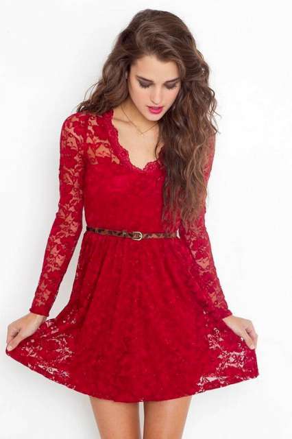 2015 Lace Dresses - Red