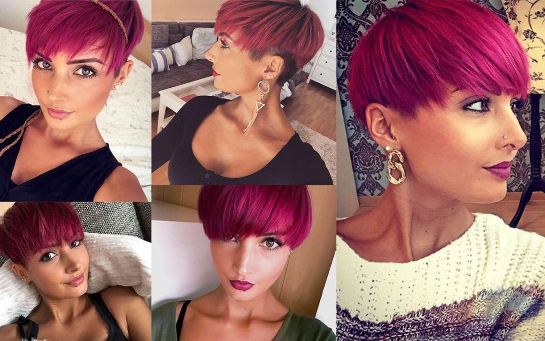 Short Haircuts With Pink Color 2016